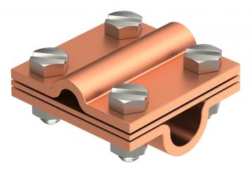 Krustveida savienotājs ar starpplati, paredzēts Rd 8-10 mm x Rd 16 Cu