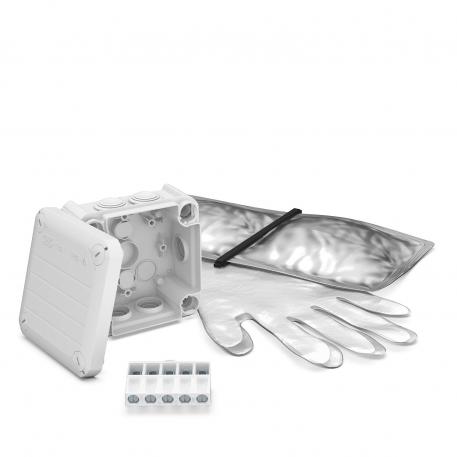 Kabeļu nozarkārba T 60, iespraužama blīve, spaiļu līste, izolācijas sveķi