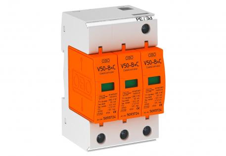 Zibens strāvas un pārsprieguma novadītājs, 3 polu 3 | 280 | IP20