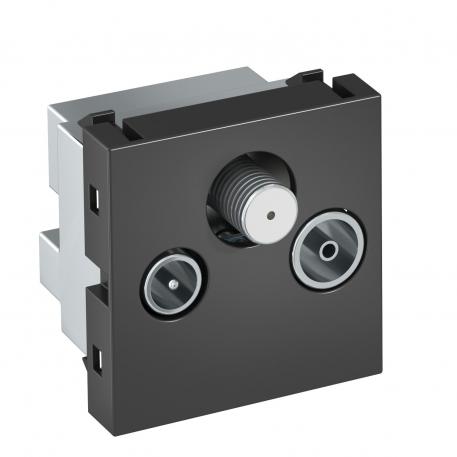 Antenas pieslēgums, 1 modulis, TV/radio/SAT, kontaktligzda, melni pelēks