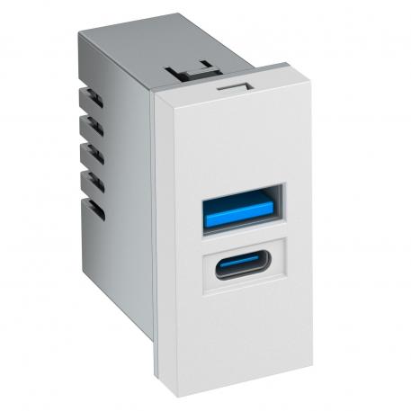 USB lādētājs dzidri balts; RAL 9010