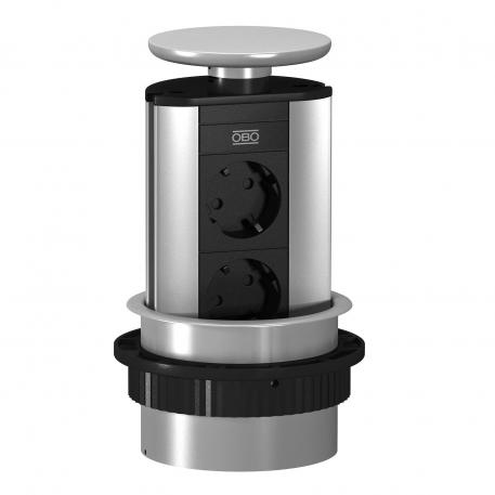 Paneļa kārba DBV, 2 kontaktligzdas Vāks no nerūsējošā tērauda