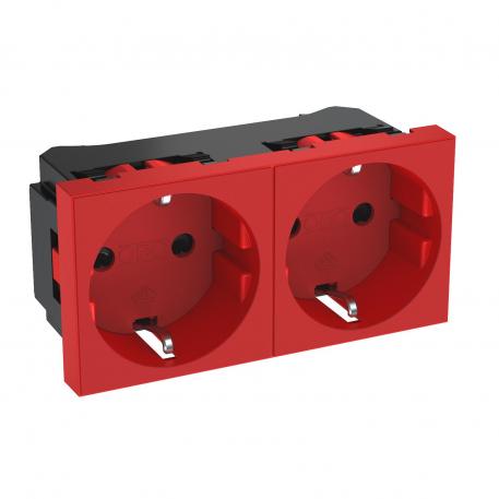 0° socket, protective contact, double 2 | Divvietīga 0° | signālsarkana; RAL 3001