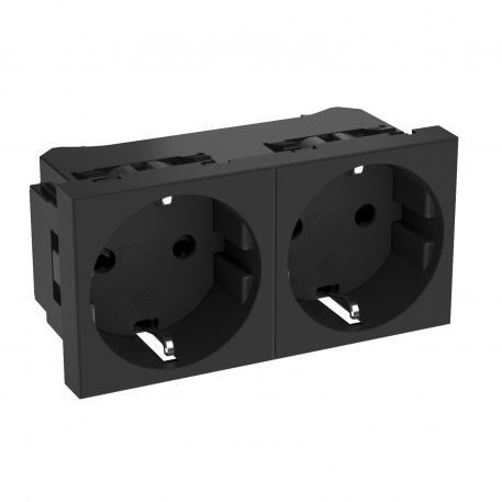 0° socket, protective contact, double 2 | Divvietīga 0° | pelēkmelna; RAL 7021