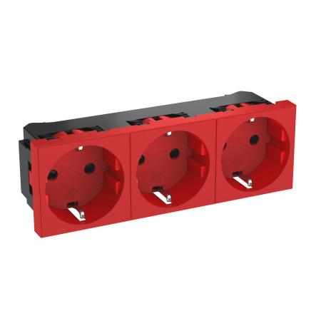0° socket, protective contact, triple 3 | Trīsvietīga 0° | signālsarkana; RAL 3001