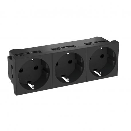 0° socket, protective contact, triple 3 | Trīsvietīga 0° | pelēkmelna; RAL 7021