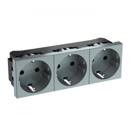 0° socket, protective contact, triple 3 | Trīsvietīga 0° | alumīnija lakots