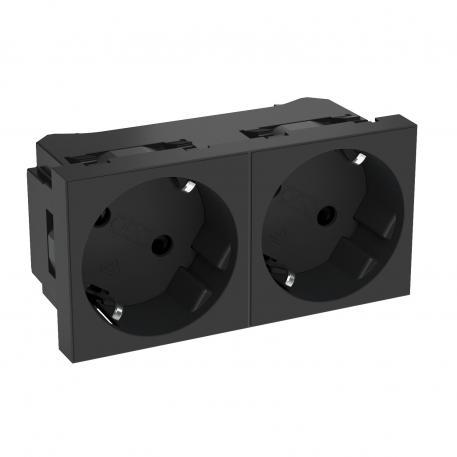 33° socket, protective contact, double 2 | Divvietīga 33° | pelēkmelna; RAL 7021