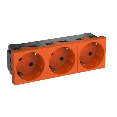 33° socket, protective contact, triple 3 | Trīsvietīga 33° | dzidri oranžs; RAL 2004