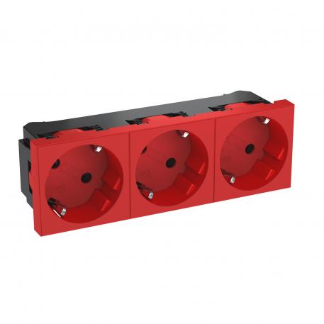 33° socket, protective contact, triple 3 | Trīsvietīga 33° | signālsarkana; RAL 3001