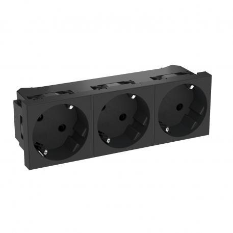 33° socket, protective contact, triple 3 | Trīsvietīga 33° | pelēkmelna; RAL 7021