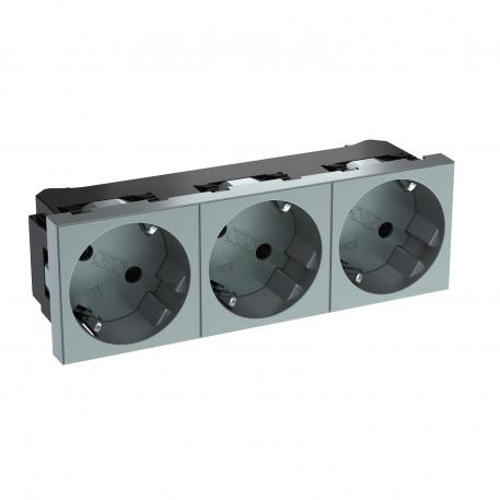 33° socket, protective contact, triple 3 | Trīsvietīga 33° | alumīnija lakots