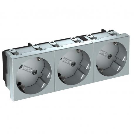 Kontaktligzda, 33°, aizsargkontakts, trīsvietīga 3 | Trīsvietīga 33° | alumīnija lakots