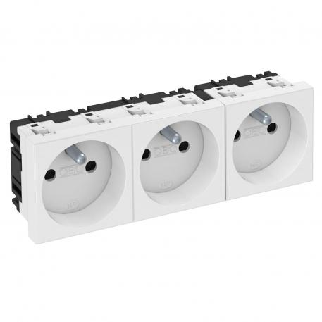 Kontaktligzda 0°, ar zemēšanas tapu, trīsvietīga