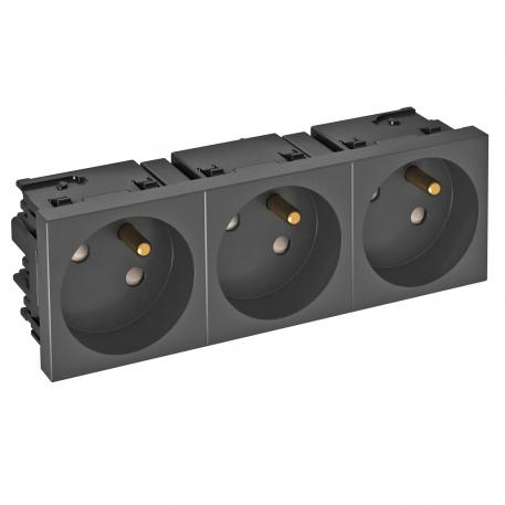 Kontaktligzda 33°, Connect 45, ar zemēšanas tapu, trīsvietīga, pelēkmelna