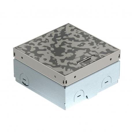 Grīdas kontaktligzda UDHOME-ONE, bez izgriezuma grīdas segumā, brīvi aprīkojama, nerūsējošais tērauds, dekoratīvā plāksnīte: Spots