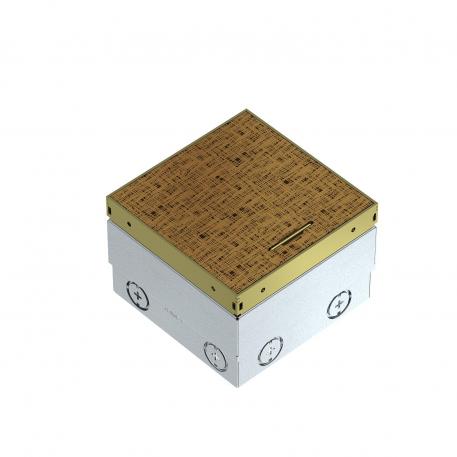 Grīdas kontaktligzda UDHOME2, ar vada izeju, bez izgriezuma grīdas segumā, neaprīkota, misiņš, dekoratīvā plāksnīte: Hammer blow