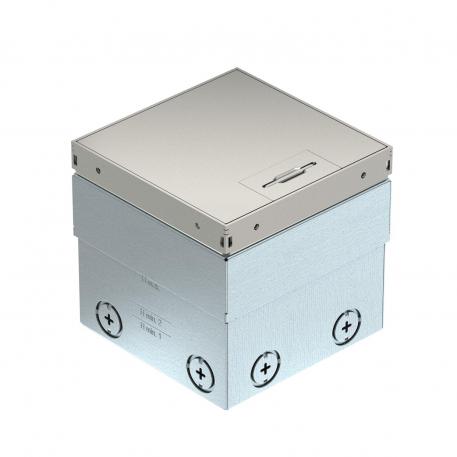 Grīdas kontaktligzda UDHOME2, ar vada izeju, bez izgriezuma grīdas segumā, neaprīkota,
nerūsošais tērauds