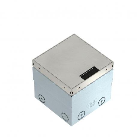 Grīdas kontaktligzda UDHOME2, ar suku līstes izvadu, bez izgriezuma grīdas segumā, neaprīkota, nerūsējošais tērauds